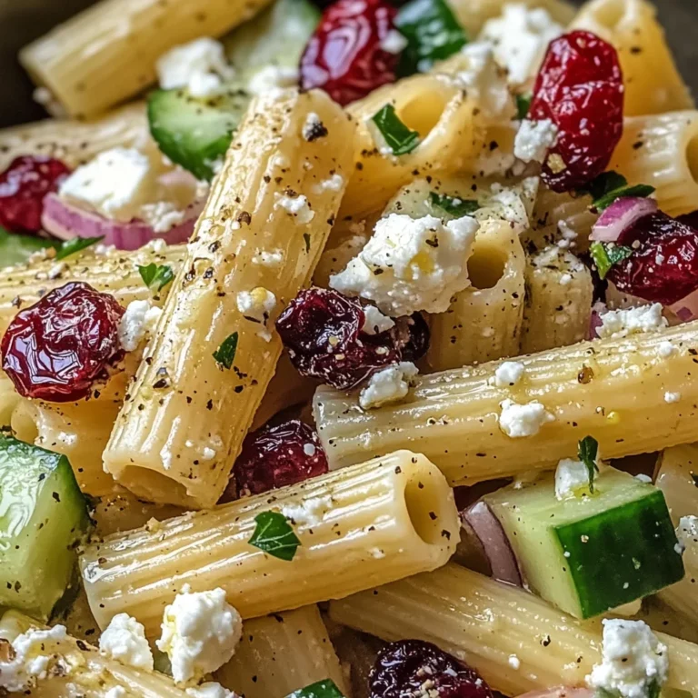 Feta & Cranberry Rigatoni Salad with Lemon Vinaigrette