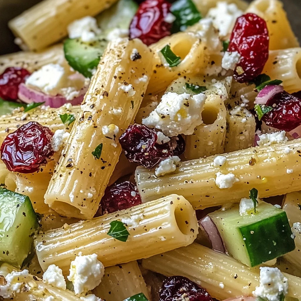 Feta & Cranberry Rigatoni Salad with Lemon Vinaigrette