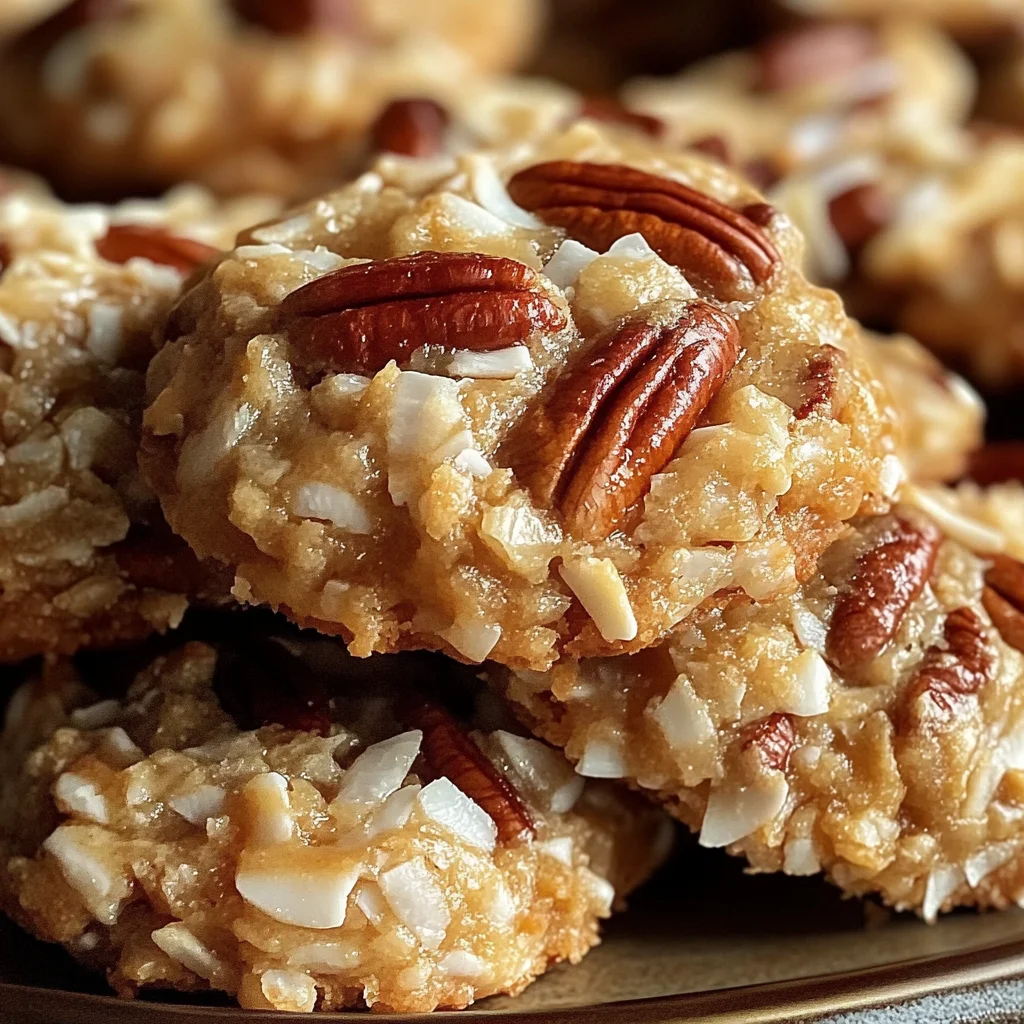 No-Bake Coconut Pecan Praline Cookies