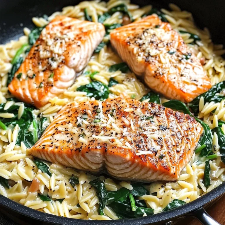 One Skillet Salmon with Lemon Orzo