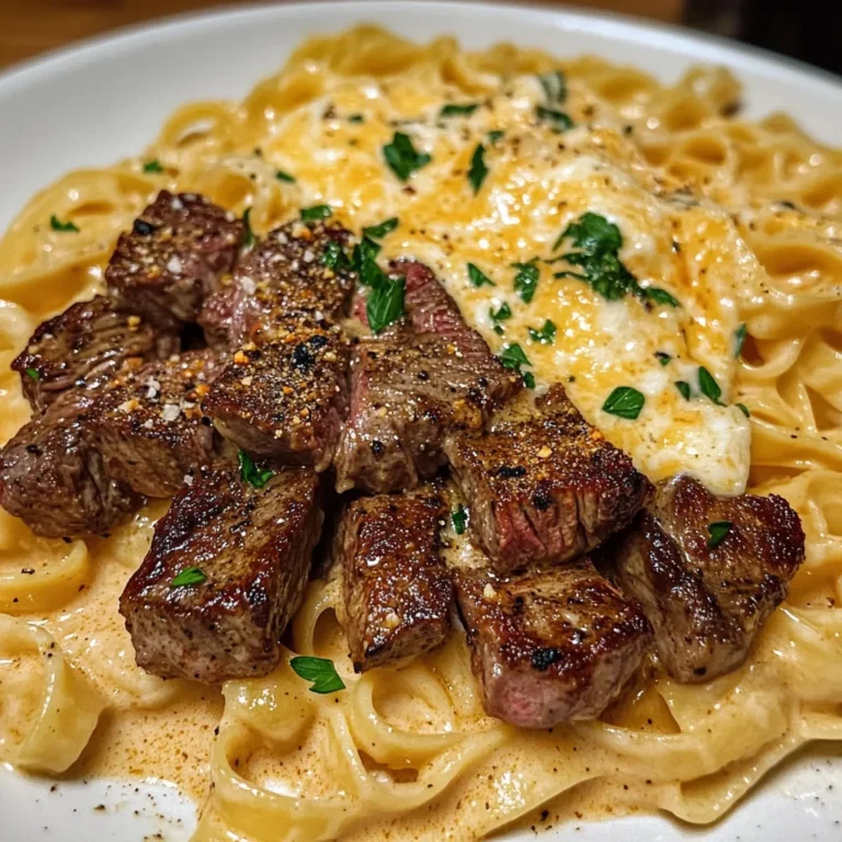 Cajun Steak Tips with Cheesy Parmesan Linguine