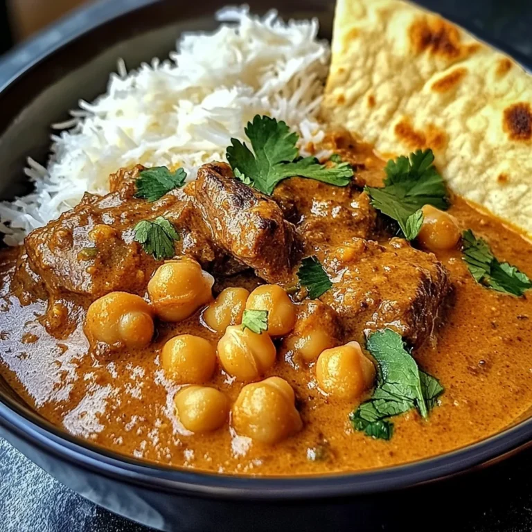 Creamy Coconut Beef & Chickpea Curry with Freshly Baked Garlic Naan