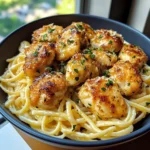 Lemon Garlic Butter Chicken Bites with Savory Parmesan Linguine