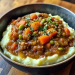 Lentil Stew Over Mashed Potatoes